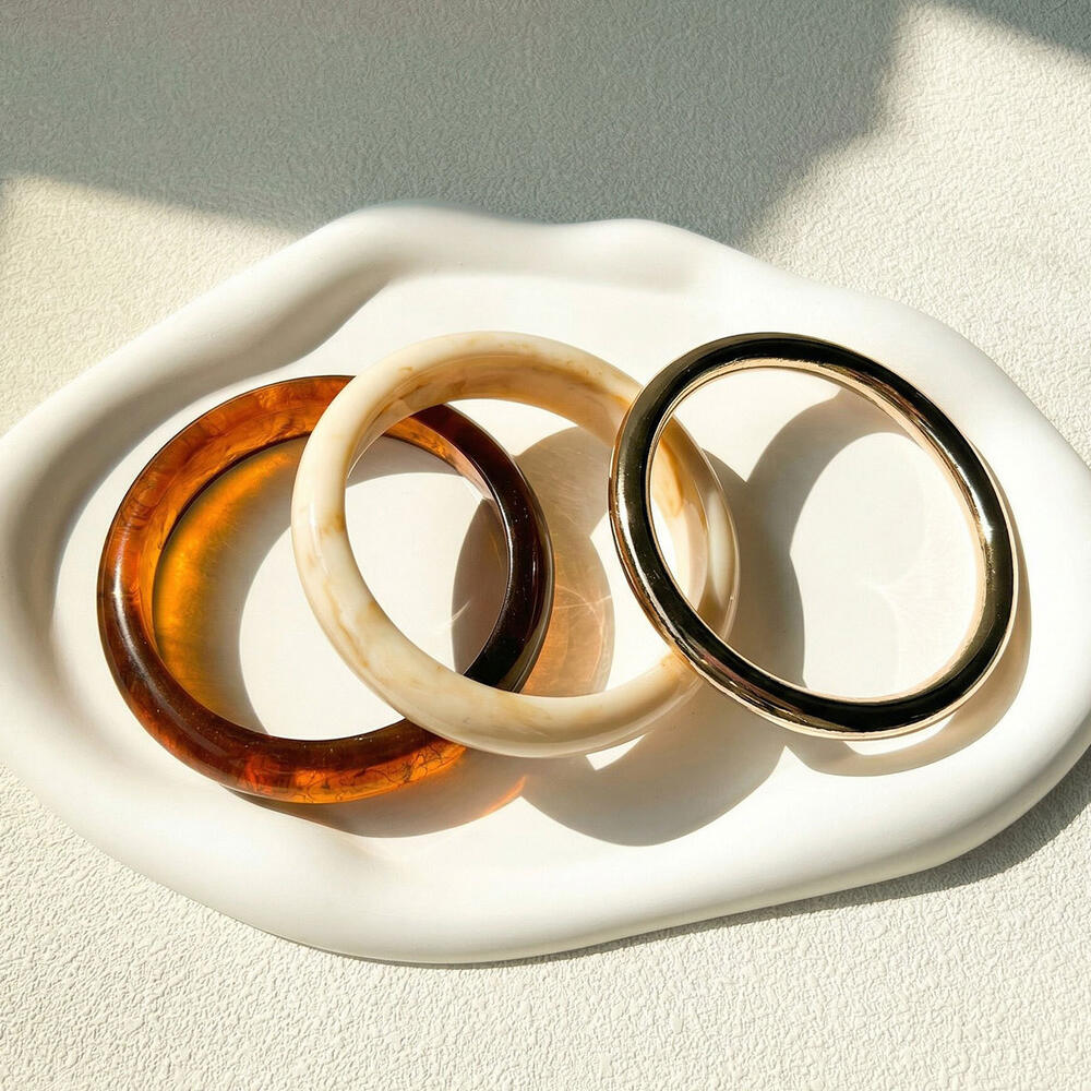 Gradient Color Resin Gold Color Women's Bracelets Sets Picture2
