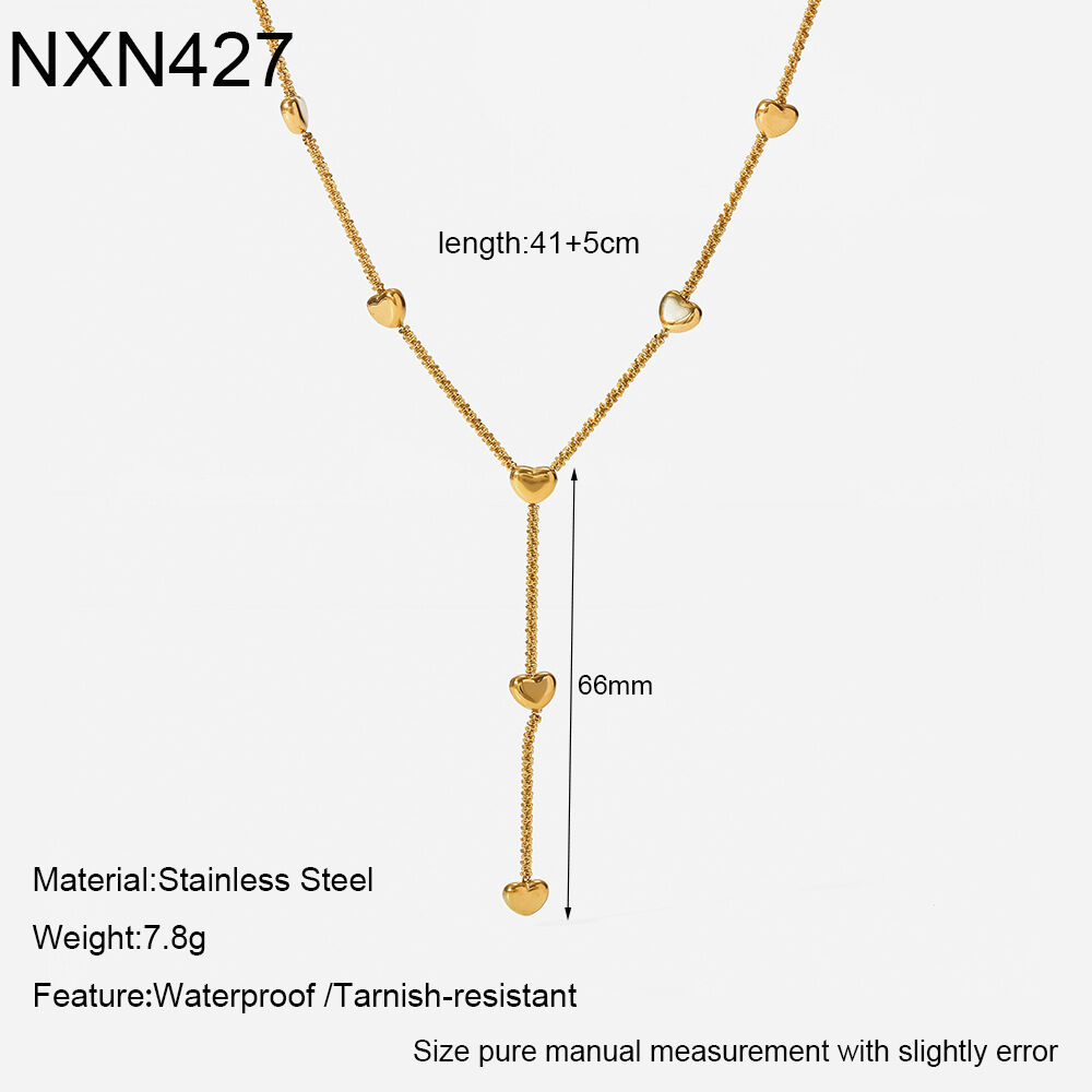 Romantic Series Heart Stainless Steel Waterproof Gold Color Women's Pendant Necklaces