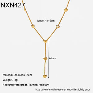Romantic Series Heart Stainless Steel Waterproof Gold Color Women's Pendant Necklaces h5
