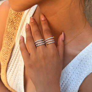 Luxury Simple Daily Irregular Shape Stainless Steel Waterproof Gold Color Zircon Gemstone Ring h5 Picture3