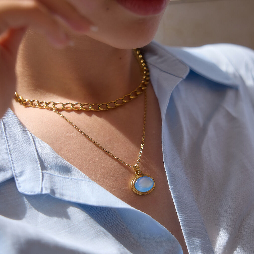 Simple Series Daily Chain Circle Stainless Steel Waterproof   Gold Color  Women's Pendant Necklaces