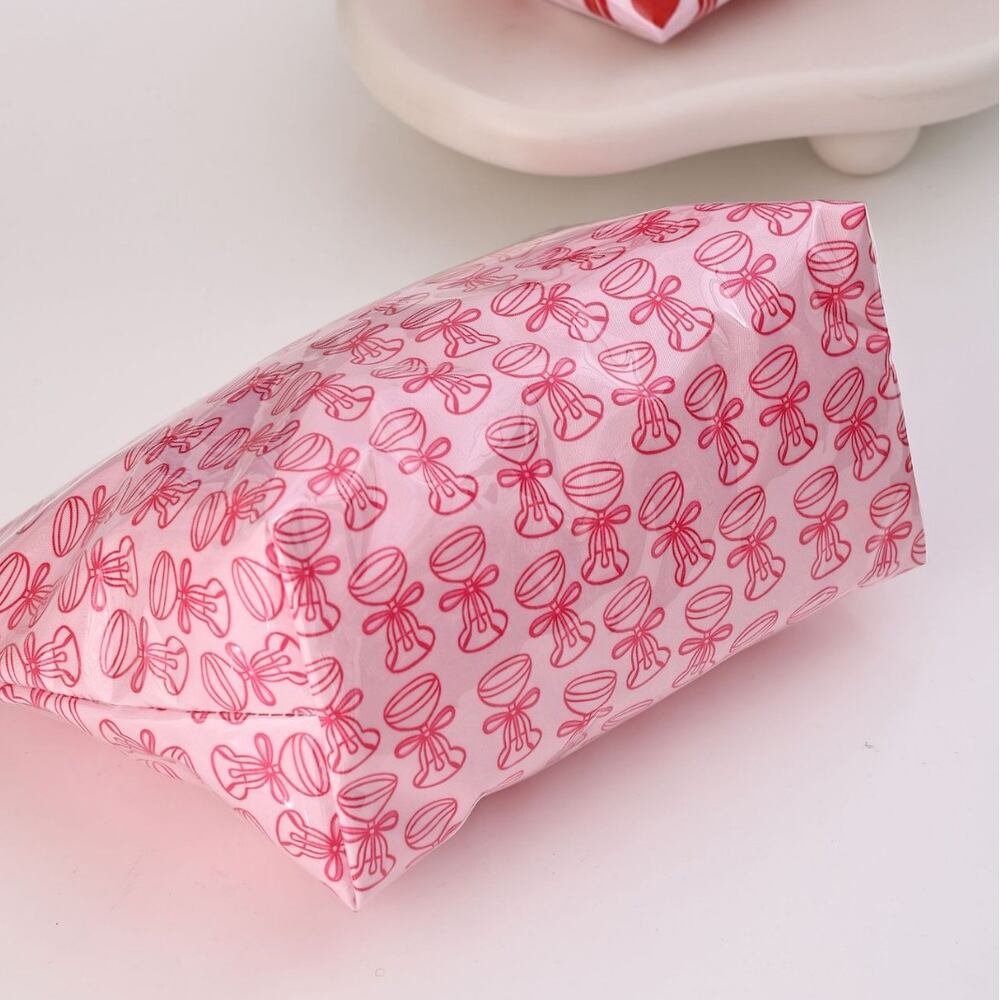Simple Series Sweet Irregular Shape Heart Bow Knot Solid Color Stripe PVC Make-uptassen Afbeelding3