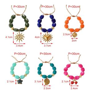 Simple Series Retro Irregular Shape Heart Sun Beads Resin Gold Color Women's Beaded Bracelets h5 Picture4