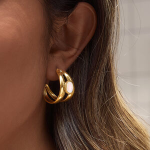 Simple Series Hollowed-Out Circle Stainless Steel Waterproof Gold Color Women's Stud Earrings h5 Picture4
