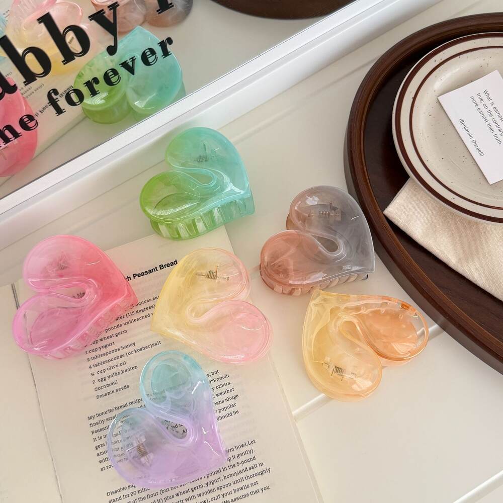 Romantic Series Daily Heart Mixed Color Gradient Color Acetate Hair Claws Picture3