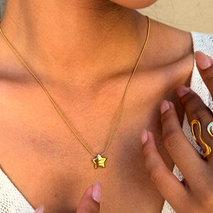 Simple Series Daily Star Stainless Steel Waterproof Gold Color Women's Chain Necklaces h5 Picture5