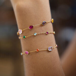 Luxurious Sweet Irregular Shape Patchwork Ellipse Shape Stainless Steel Waterproof Zircon Women's Chain Bracelets h5 Picture3