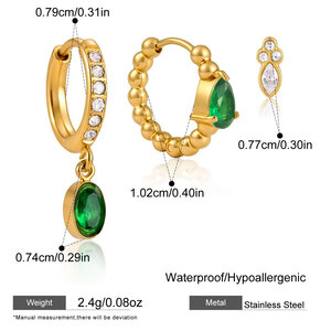 Simple Series Elegant Droplet Beads Stainless Steel Waterproof Zircon Women's Earring Sets h5