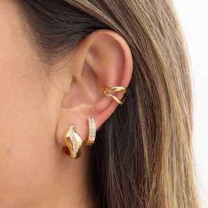 Simple Series Retro Irregular Shape Stainless Steel Waterproof Gold Color Women's Hoop Earrings h5 Picture2
