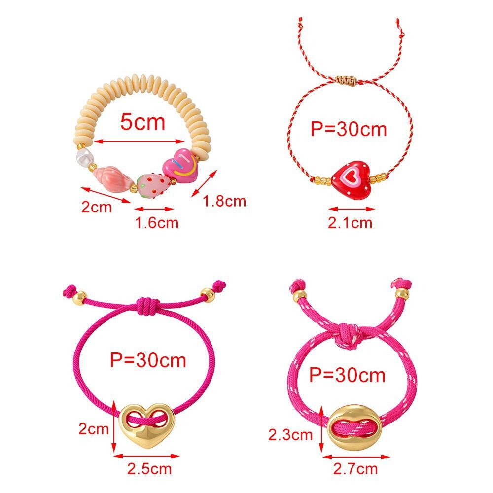 Pulseras Trenzadas De Resina Con Diseño De Corazón De La Serie Romántica Para Mujer Imagen3
