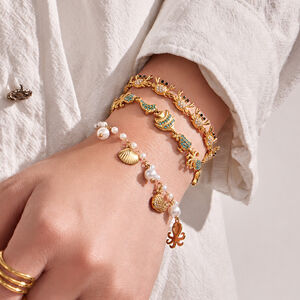 Pulseras de cadena para mujer de acero inoxidable con circonitas, estilo oceánico y diseño de animales vacacionales. h5 Imagen4