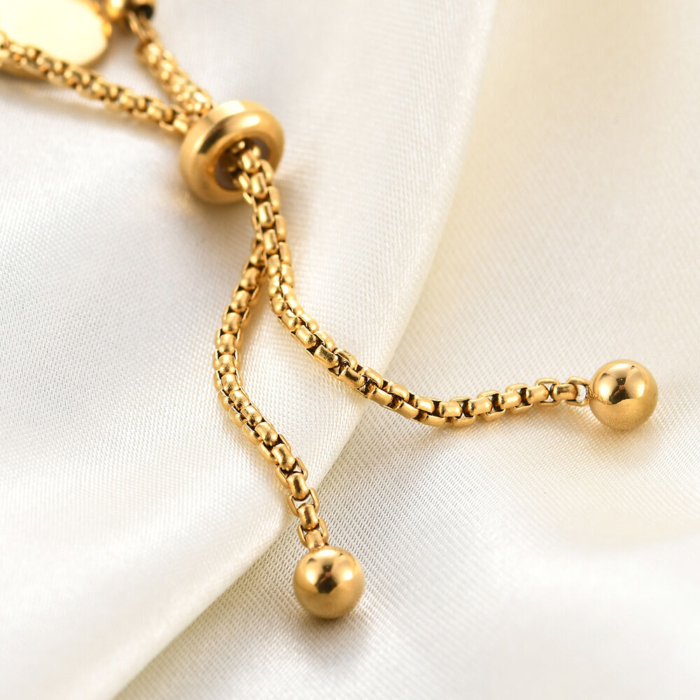 Pulseras de cuentas para mujer de la serie Simple Casual Beads, de acero inoxidable, impermeables y de color dorado. h5Imagen4