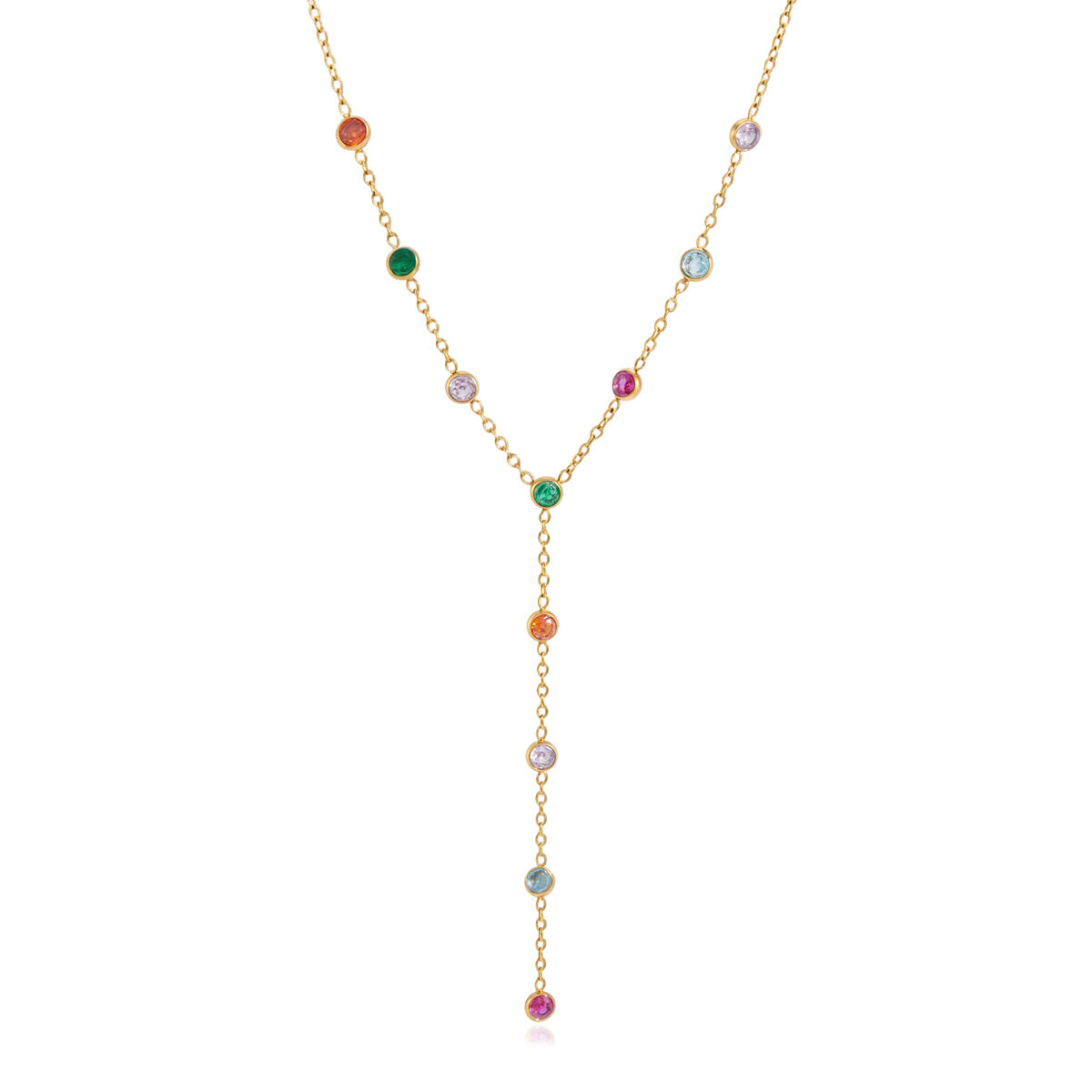 Luxuriöse Edelstahl-Halsketten mit Anhänger und Zirkonia in Goldfarbe h5 Bild4