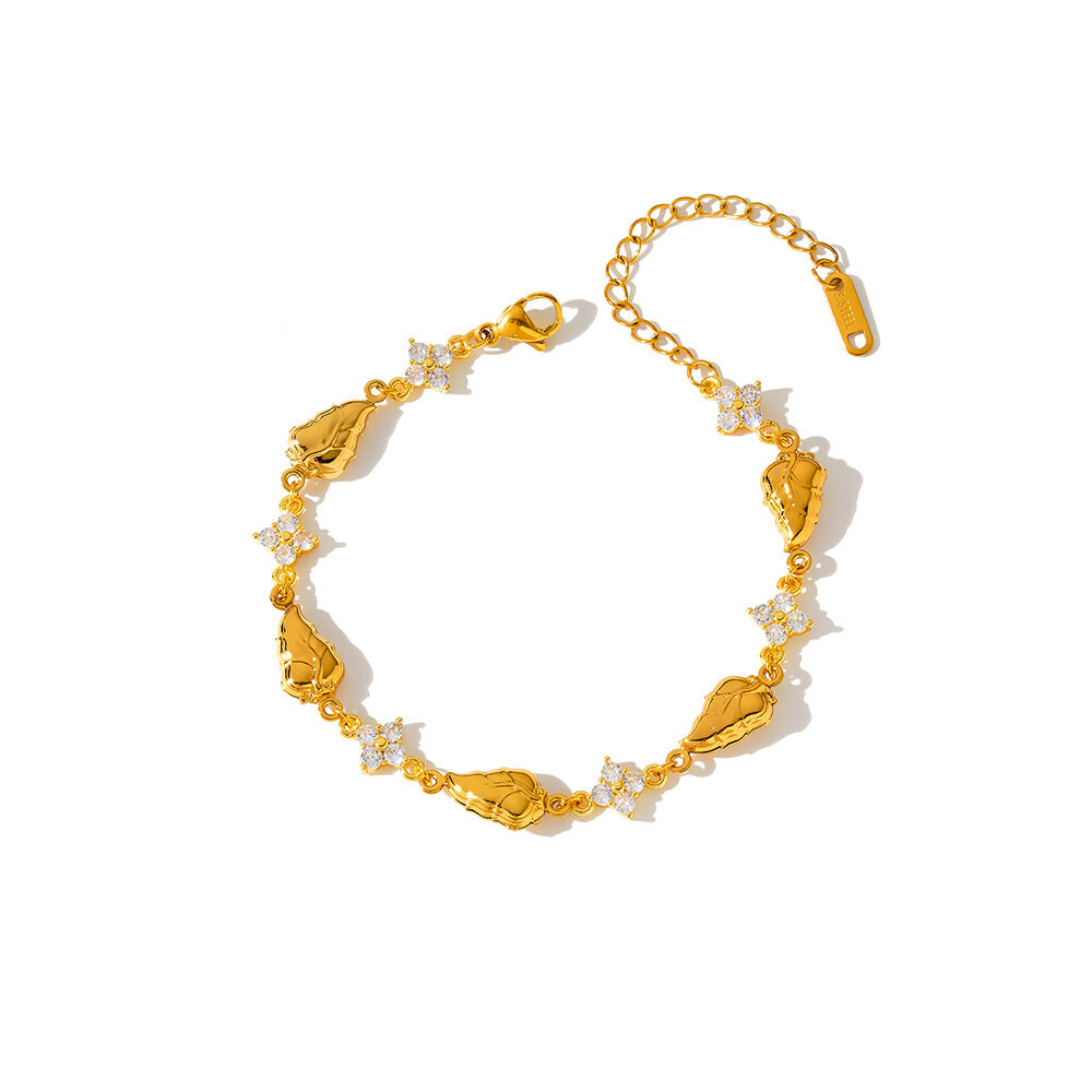 Classic  Simple Irregular Shape Hammer Pattern Stainless Steel Waterproof   Gold Color  Women's Chain Bracelets h5 Picture5