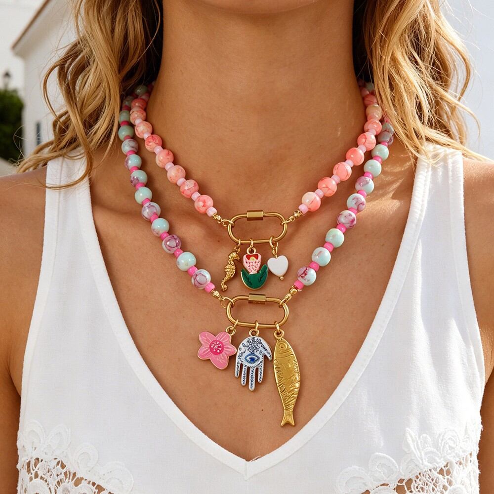 Romantic Series Vacation Oceanic Style Beads Glass Women's Beaded Necklaces