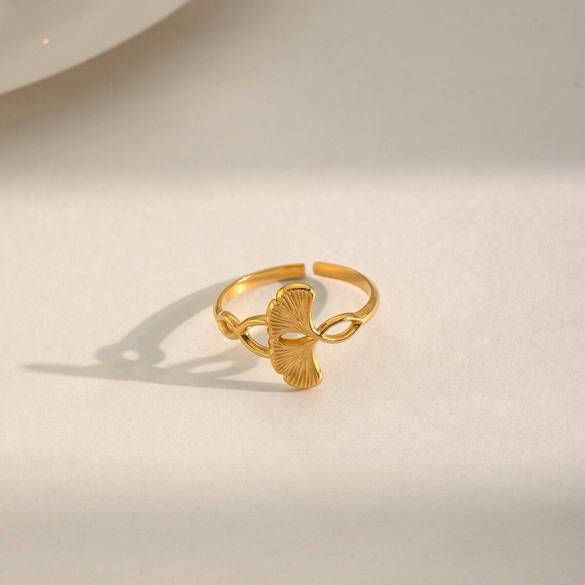 Statement-Ringe aus blattförmigem, wasserdichtem Edelstahl in Goldfarbe h5 Bild4