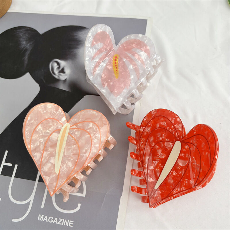 Simple Series Natural Heart Leaf Plant Acetate Hair Clips