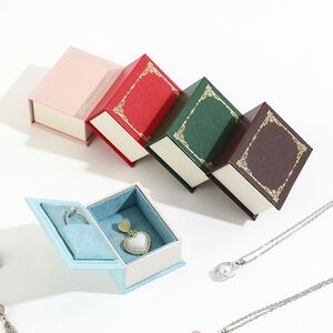 Cajas de joyería rectangulares elegantes de terciopelo de la serie clásica h5 Imagen3
