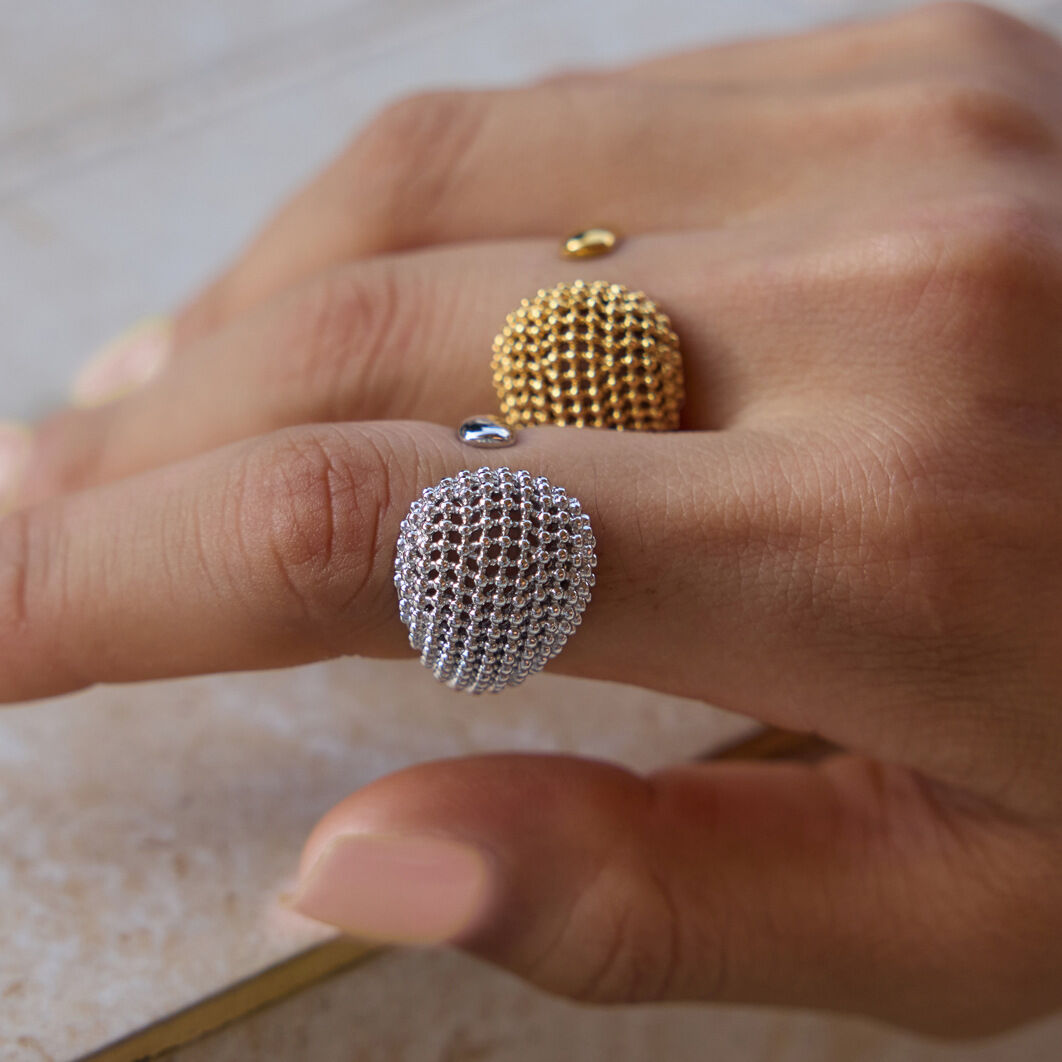 Simple Series Retro Irregular Shape Hollowed-Out Stainless Steel Waterproof   Gold Color  Statement Rings 2