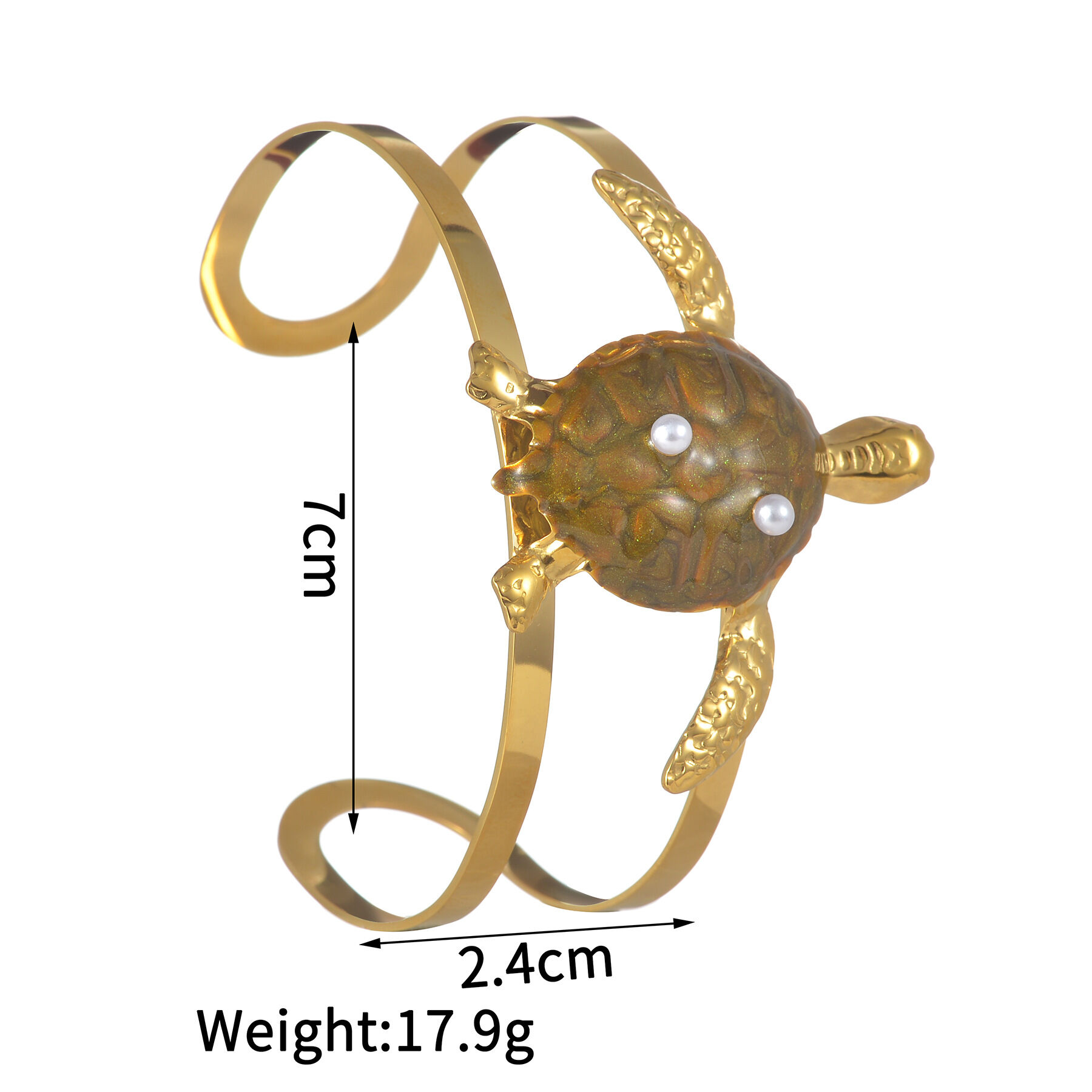 Vacation Oceanic Style Enamel Stainless Steel Waterproof Gold Color Women's Cuff Bracelets 
