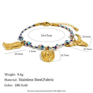 Romantic Series Daily Flower Bow Knot Clover Stainless Steel Waterproof Gold Color Women's Braided Bracelets h5