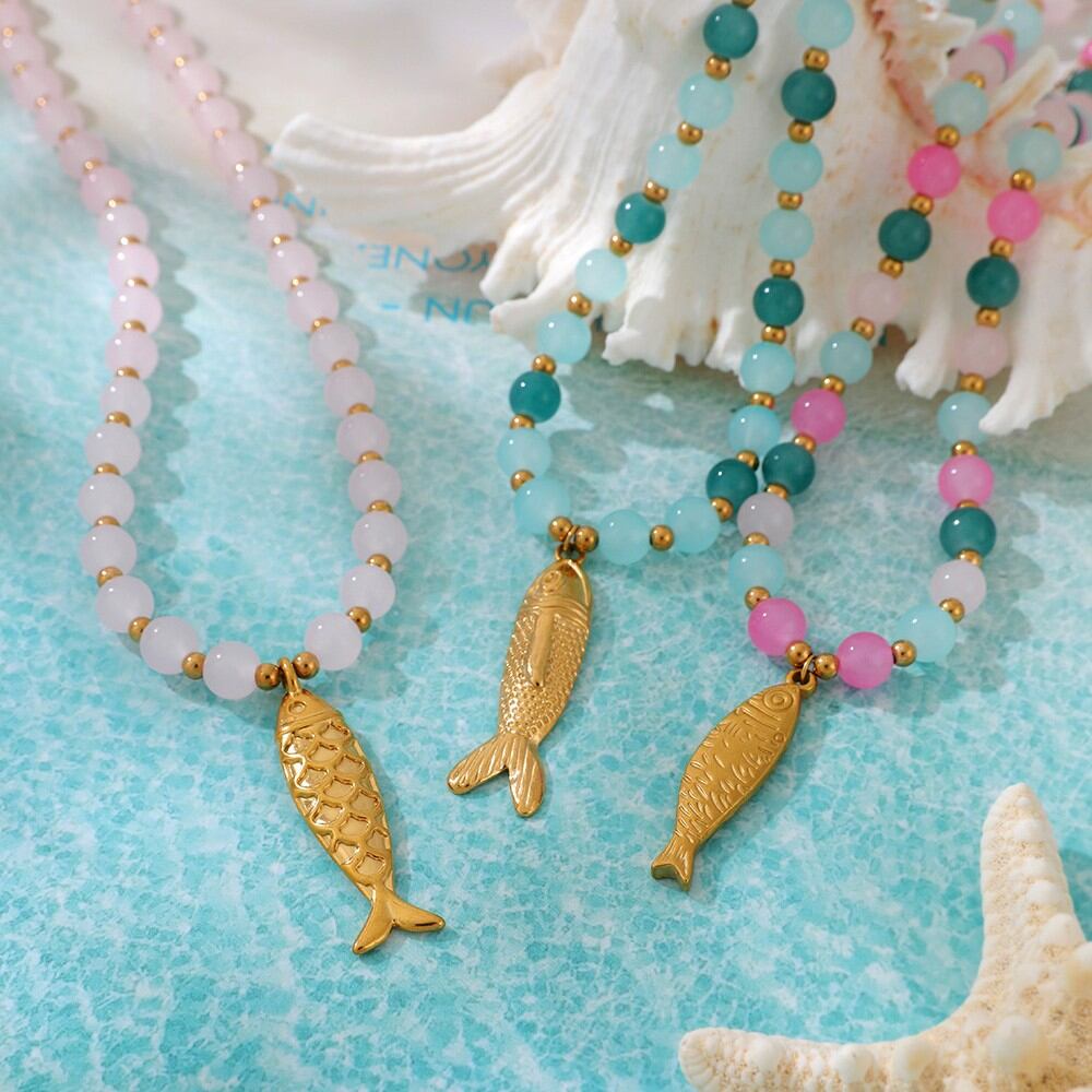 Oceanic Style Glass Beads Fish Pendant Women's Beaded Necklaces Picture3
