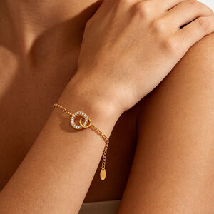 Simple Series Daily Circle Stainless Steel Waterproof Gold Color Zircon Women's Chain Bracelets h5 Picture4