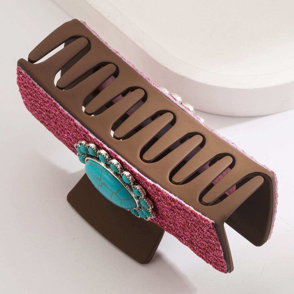 Ethnic Series Bohemian Flower Leopard Print Acrylic Artificial Gemstone Hair Claws Picture3