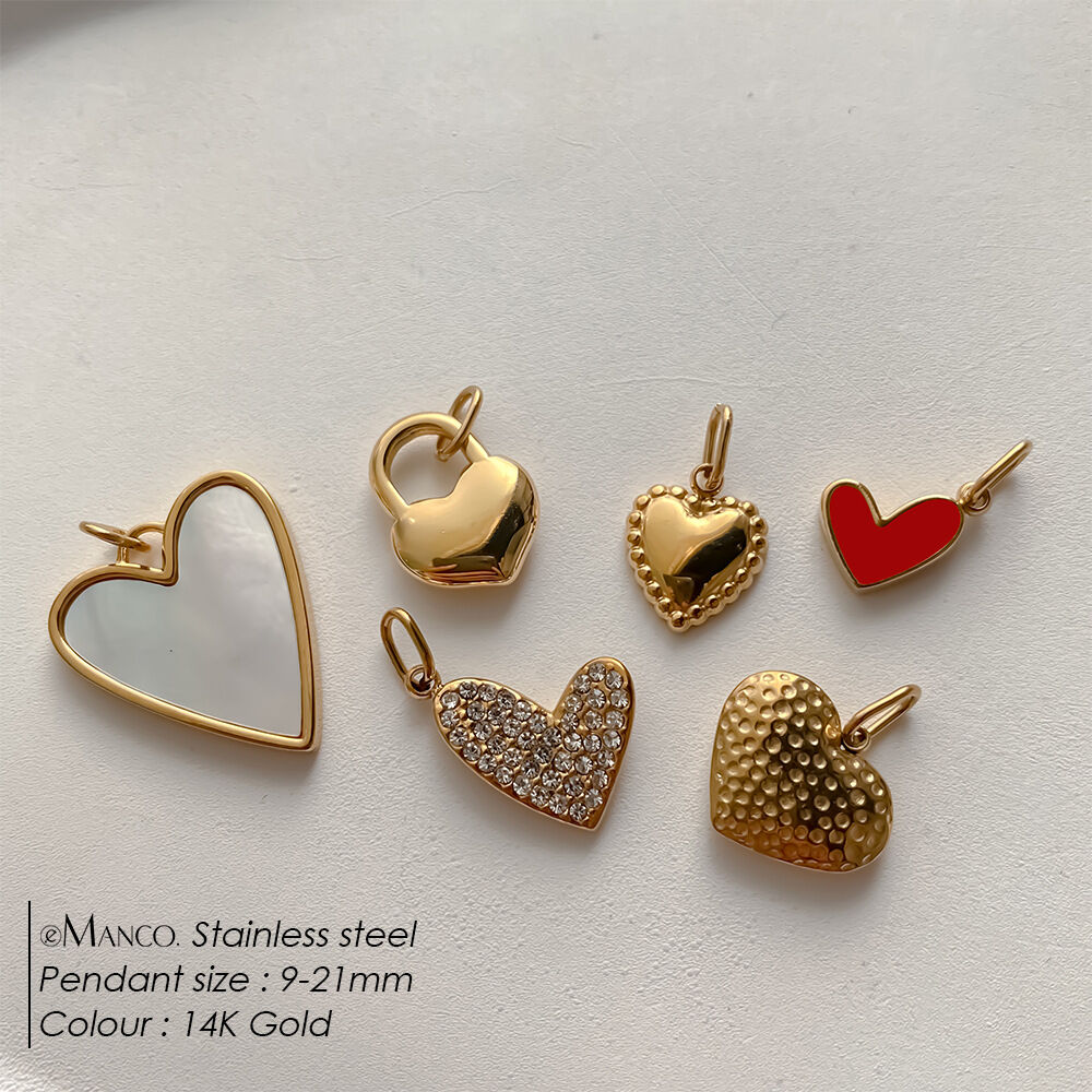 Simple Series DIY Cute Heart Stainless Steel Waterproof Gold Color Women's Pendants Picture5
