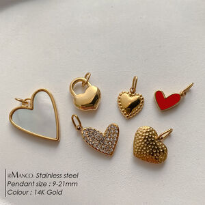 Simple Series DIY Cute Heart Stainless Steel Waterproof Gold Color Women's Pendants h5 Picture5