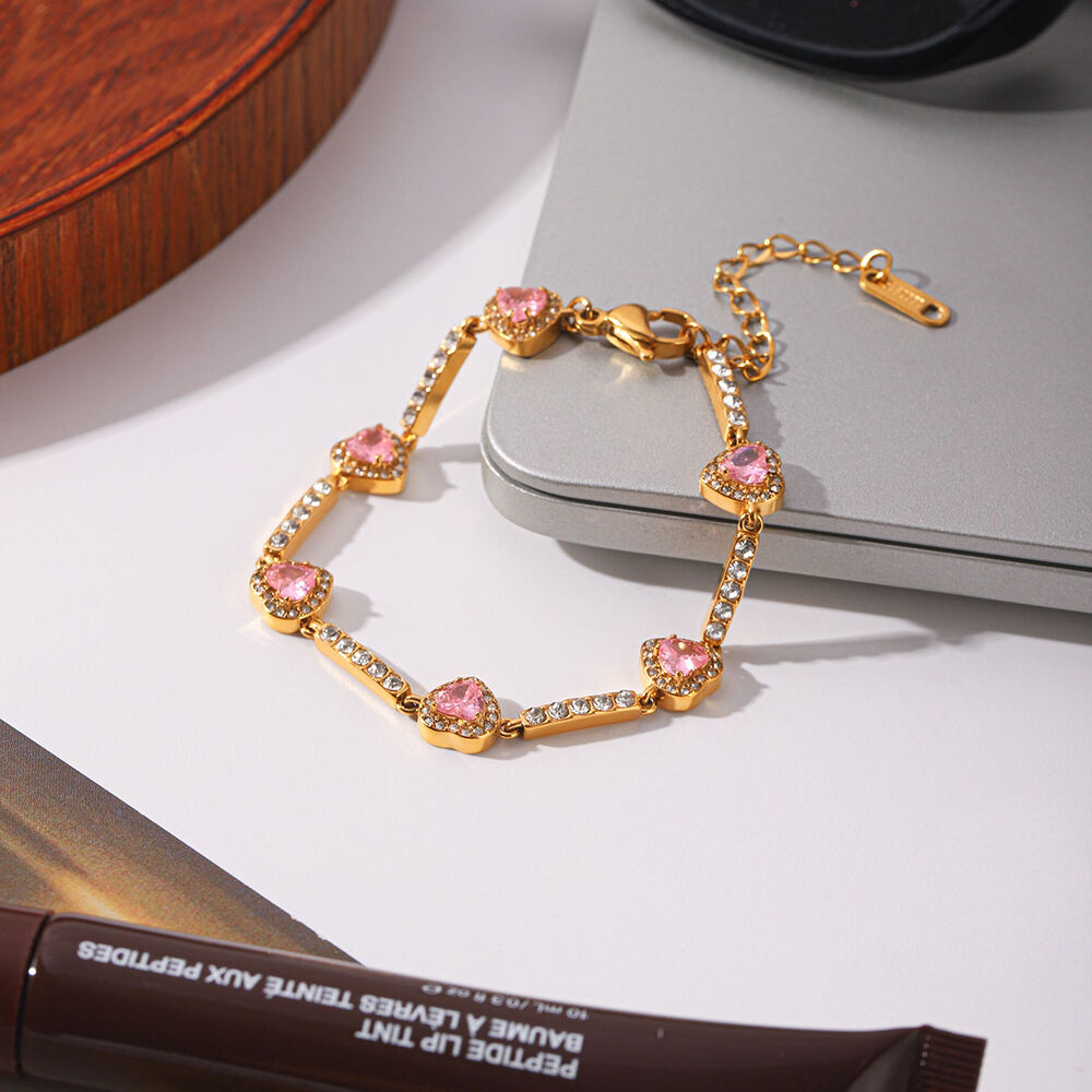 Simple Series Daily Chain Circle Stainless Steel Waterproof Gold Color Zircon Women's Chain Bracelets Picture5