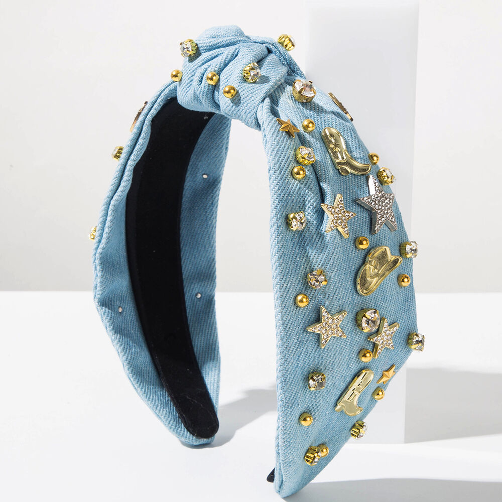 Ethnic Series Retro Flower Bow Knot Solid Color Star Fabric Rhinestone Hair Bands