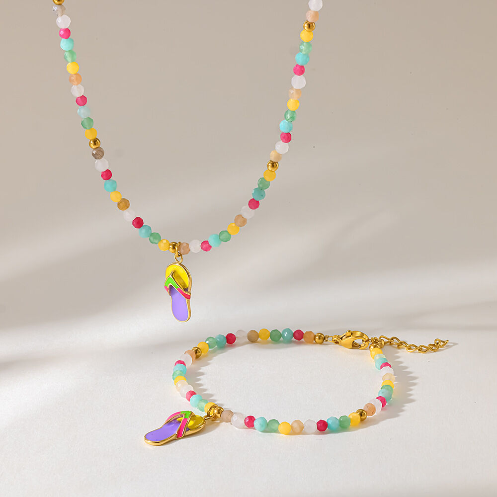 Conjuntos de joyería para mujer de acero inoxidable, acrílico color oro, con forma geométrica, sencillos y dulces, resistentes al agua. Imagen2