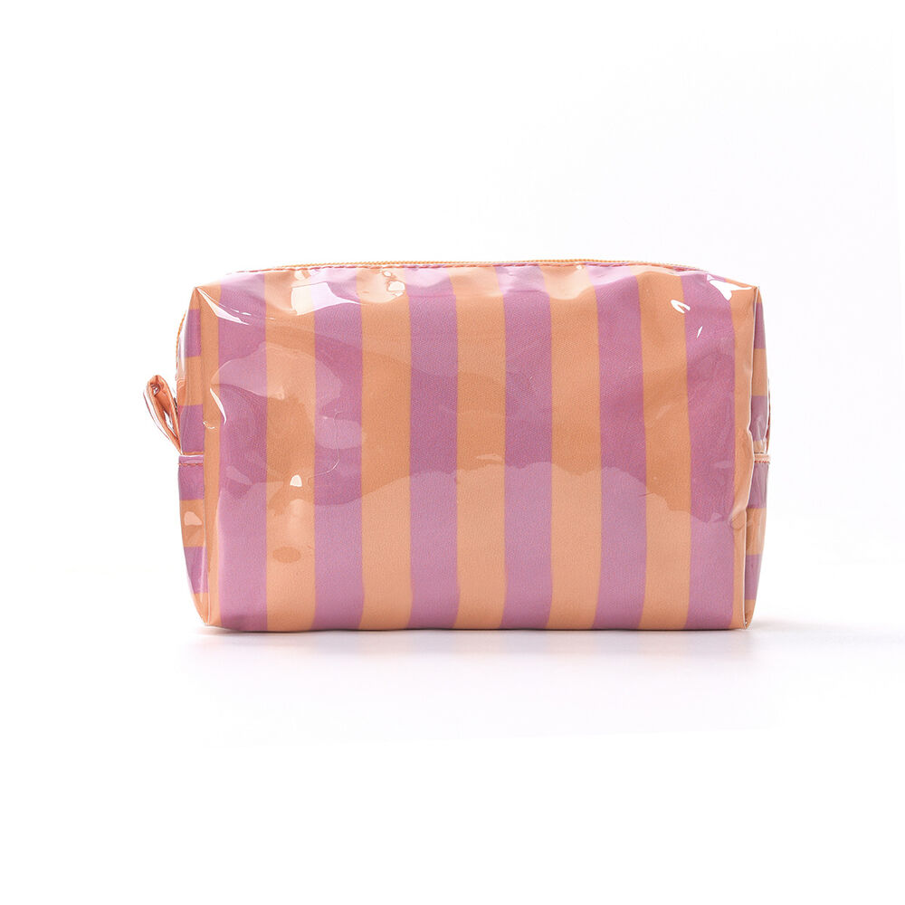 Trousses de maquillage Simple Series Daily Stripe en PVC multicolores