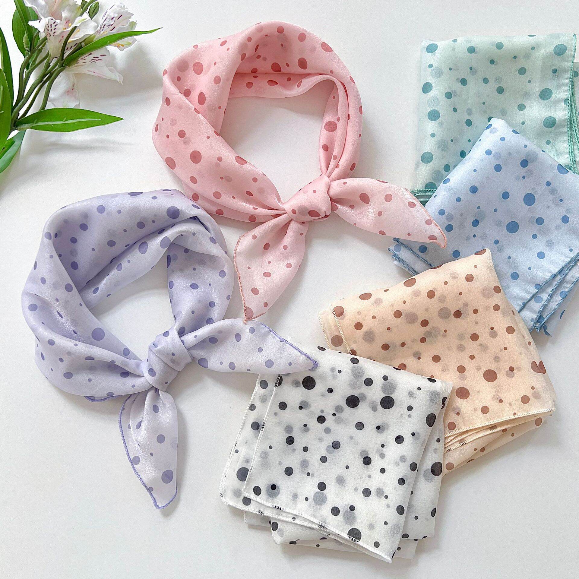 Simple Series – Süße, einfarbige Sommerschals aus Polyester mit Polka-Dots