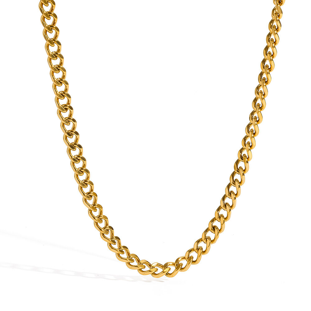 Cadena unisex de acero inoxidable impermeable de la serie Simple Daily Chain, color dorado. Imagen4