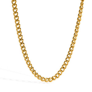 Cadena unisex de acero inoxidable impermeable de la serie Simple Daily Chain, color dorado. h5 Imagen4