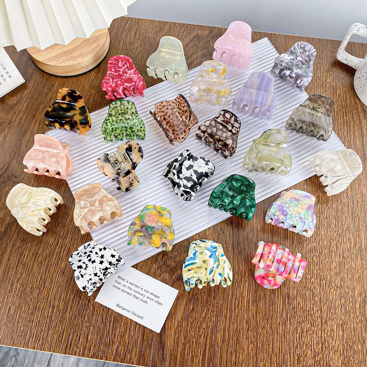 Simple Series Casual Leopard Print Mixed Color Gradient Color Acetate Hair Claws