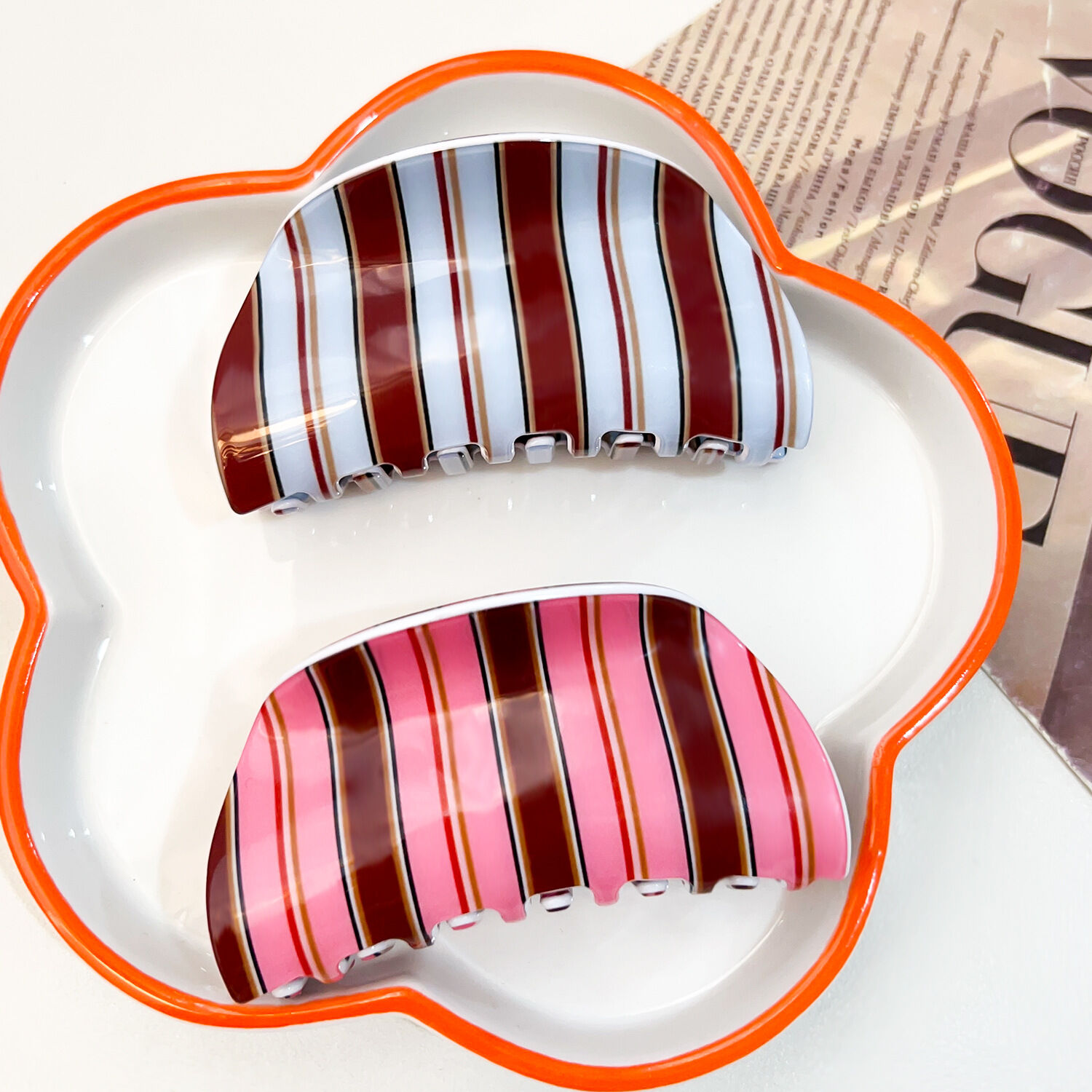 Simple Series Daily Stripe Mixed Color Acrylic Hair Claws