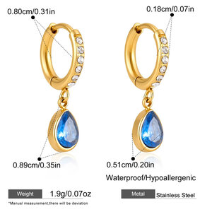 Luxurious Series Elegant Geometric Shape Stainless Steel Waterproof Gold Color Zircon Women's Drop Earrings h5