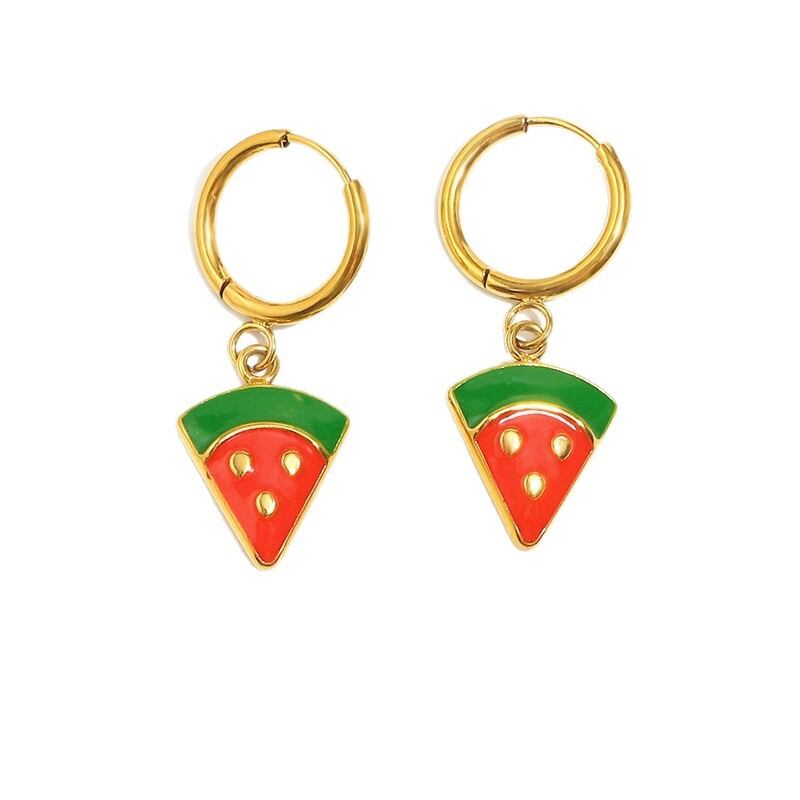 Romantic Sweet Irregular Shape Fruit Cherry Stainless Steel Waterproof Gold Color Women's Stud Earrings Picture4