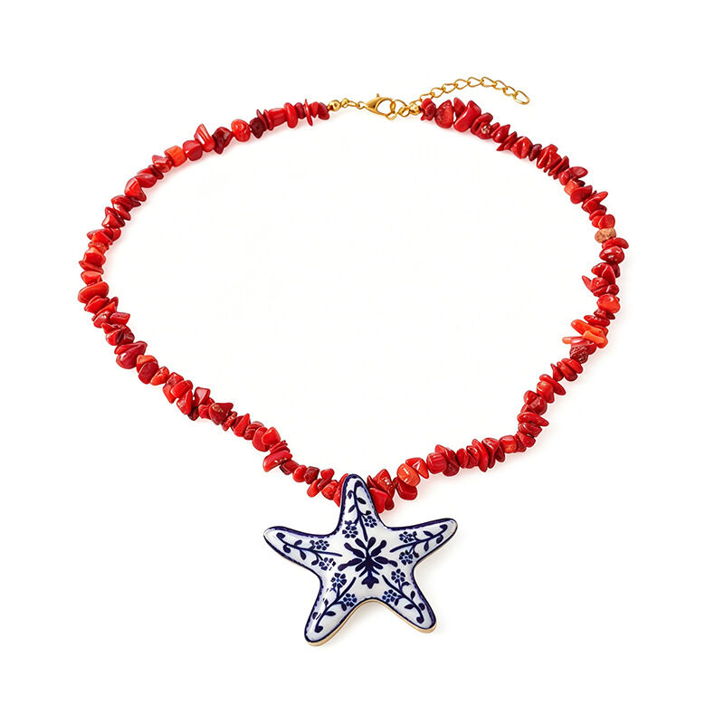 Vacation Oceanic Style Beads Starfish Women's Chain Necklaces
