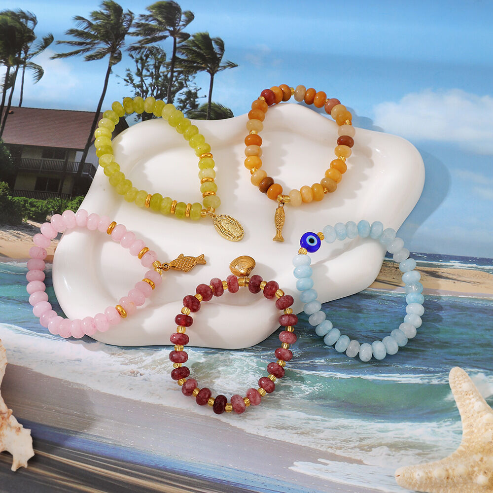 Oceanic Style Natural Stones Beads Fish Pendant Women's Beaded Bracelets Picture4