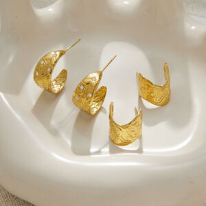 Simple Series Retro Irregular Shape Stainless Steel Waterproof Gold Color Women's Stud Earrings h5 Picture4