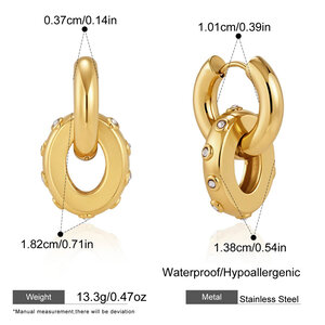 Pendientes colgantes para mujer de la serie Simple, de forma irregular y diseño retorcido, de acero inoxidable, resistentes al agua y color dorado. h5