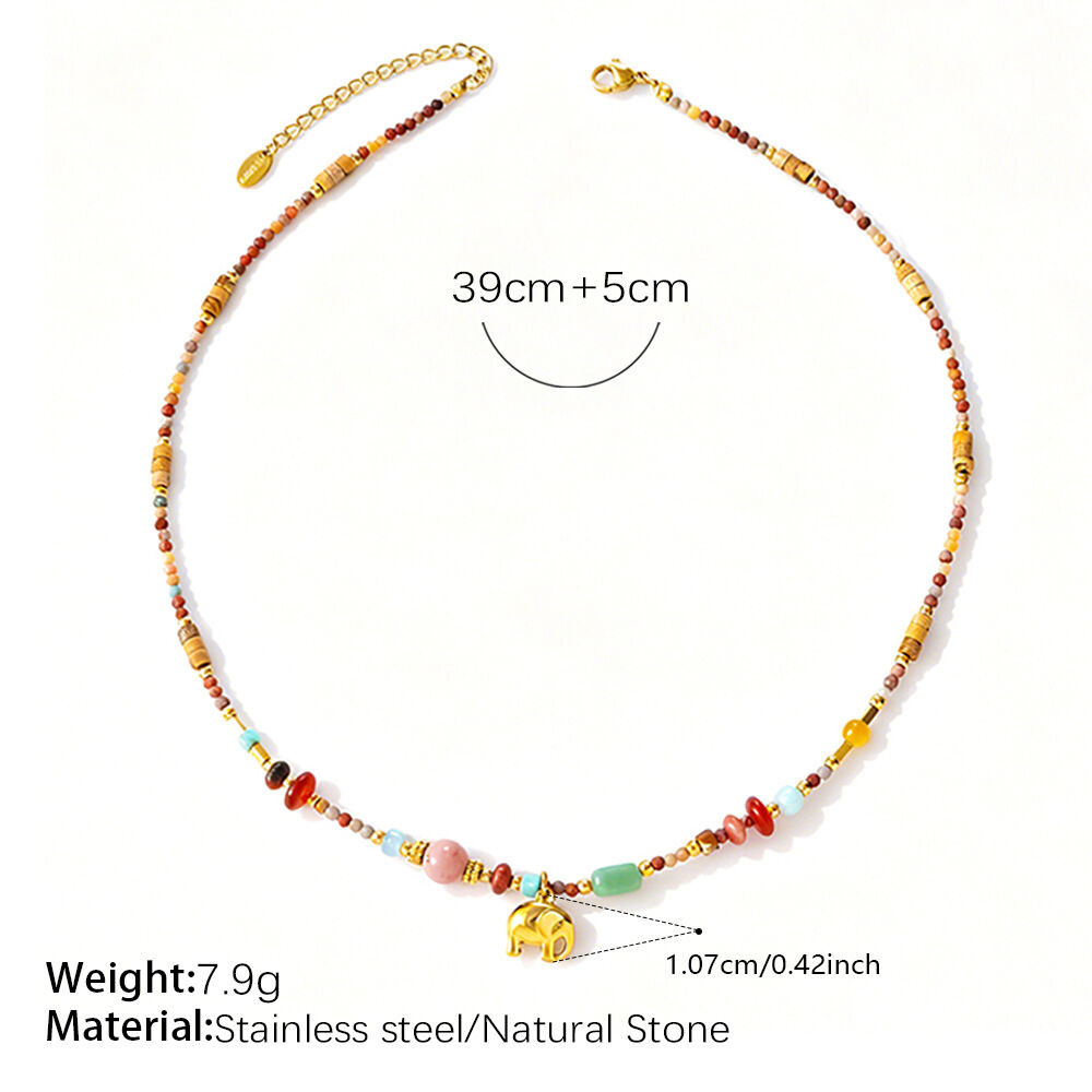 Simple Cute Miniature Elephant Stainless Steel Waterproof Gold Color Women's Pendant Necklaces