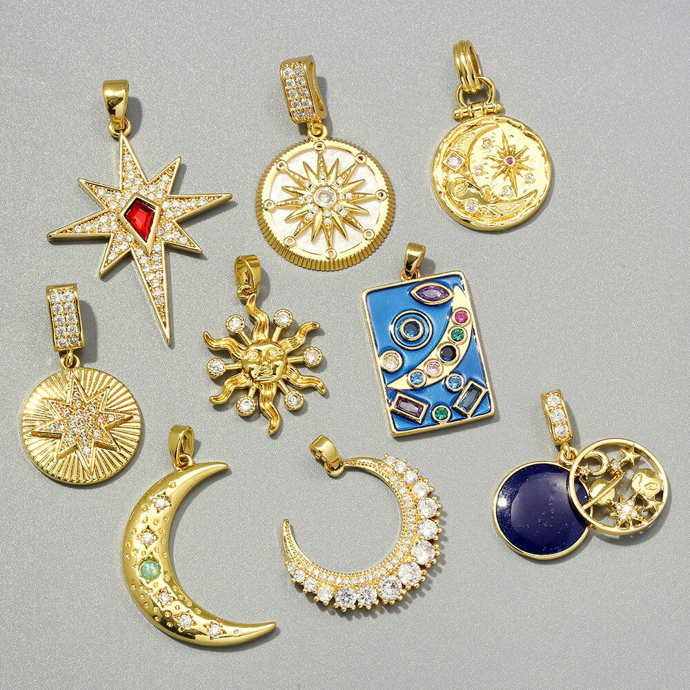 Classic Series Diy Irregular Shape Sun Circle Moon Stainless Steel Waterproof Gold Color Women's Pendants Picture2