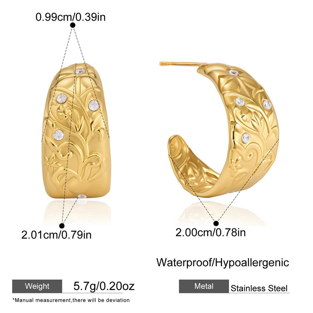 Simple Series Retro Irregular Shape Stainless Steel Waterproof Gold Color Women's Stud Earrings