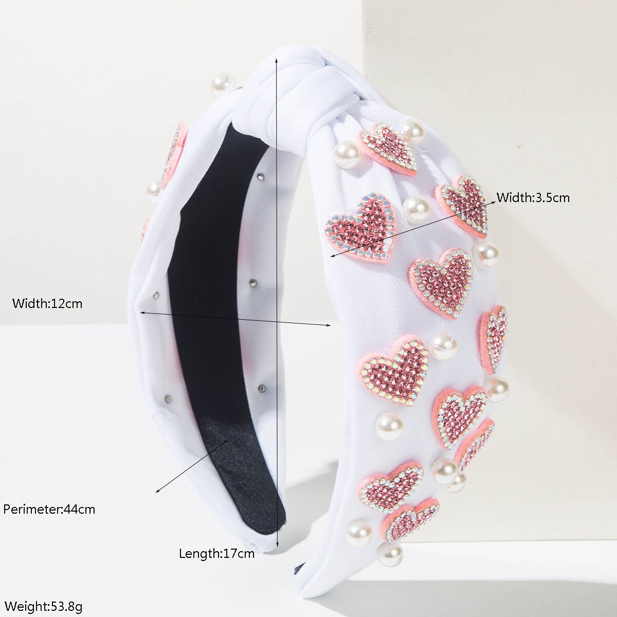 Diademas de tela con perlas artificiales de color sólido de la serie romántica Sweet Heart Imagen3