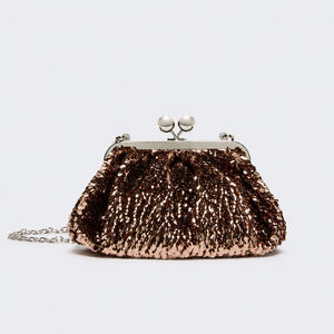 Evening Style Sequin Solid Color Woven Polyester Women's Round Bag h5